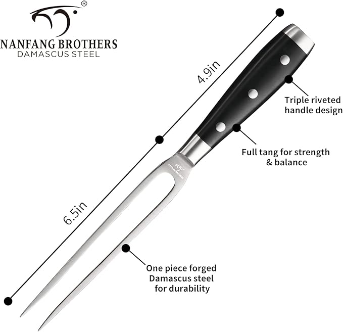 NANFANG BROTHERS Damascus Kitchen Knife Set, 18-Piece with Block, Ergonomic Handles, Carving Fork, Sharpener, Shears