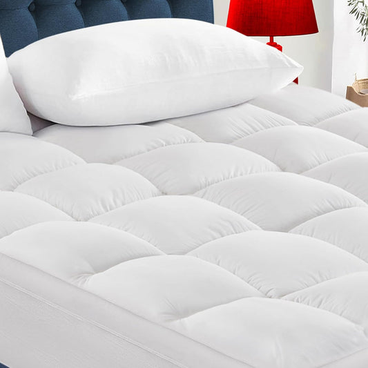 CYMULA Queen Mattress Topper for Back Pain - Extra Thick Cooling Mattress Pad Cover for Queen Size Bed - Soft Mattress Protector Pillow Top with 8-21 Inch Deep Pocket 3D Snow Down Alternative Fill