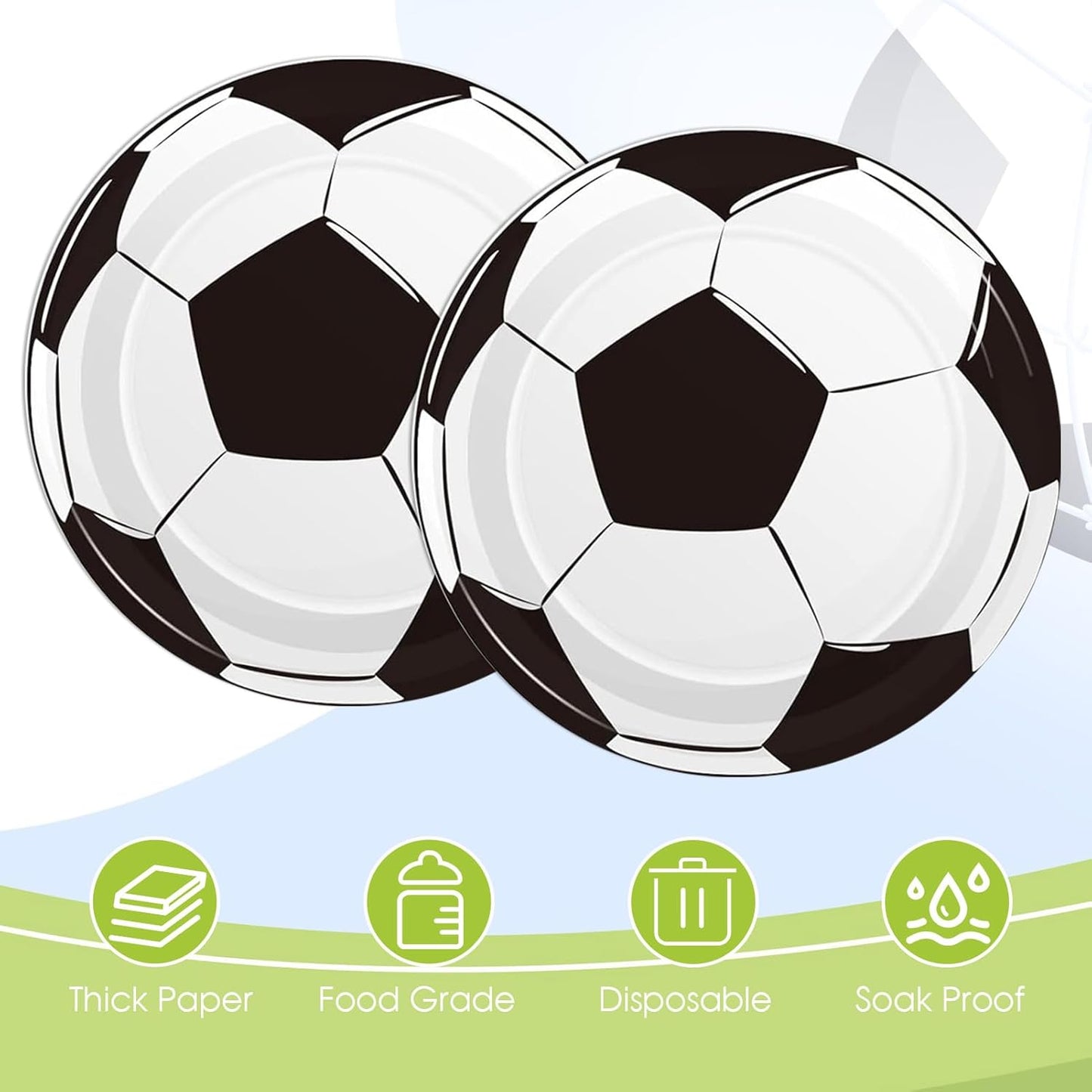 60Pcs Soccer Paper Plates - 7Inch Soccer Theme Party Round Dessert Plates,Kids Themed Birthday Supplies Set,Sports Theme Decorations for Sports Fan Birthday Event Party Supplies