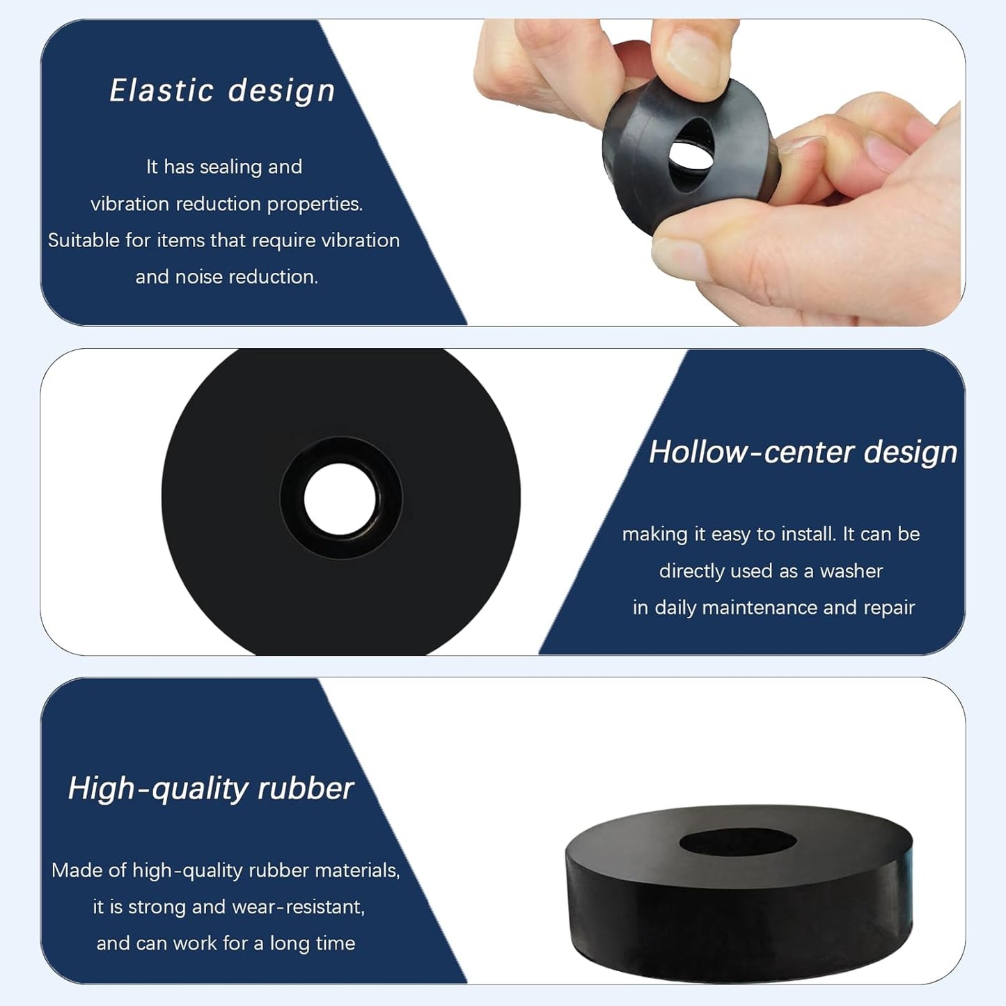 8Pcs Rubber Spacers, 1.5'' OD x 0.5'' ID x 0.4'' Thickness Thick Rubber Washers Black Round Vibration Isolation Bushings for Bolts, Car, Boat, Home (1.5'' OD x 0.5'' ID x 0.4'' Thickness)