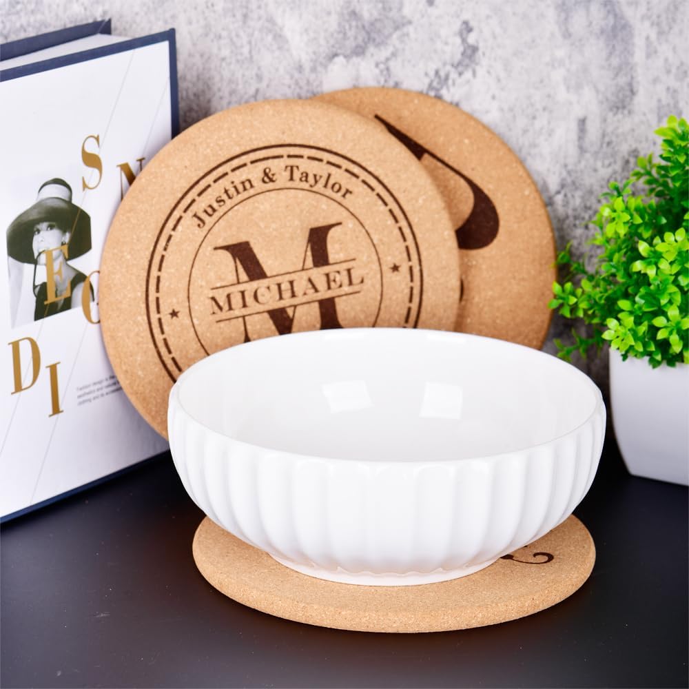 Personalized Cork Trivets, Custom Engraved Absorbent Trivets for Hot Dishes, Pots, Pans, Baking Sheets, Hot Plates for Table (M)