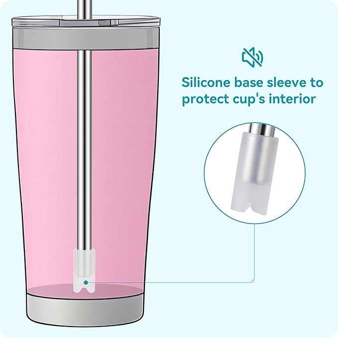 Reusable Metal Straws, 2 PACK Stainless Steel Straws with Silicone Tip for 20 oz Tumbler, Long Drinking Replacement Straw for YETI, STANLEY, US Acrylio, BJPKPK, Simple Modern and so on