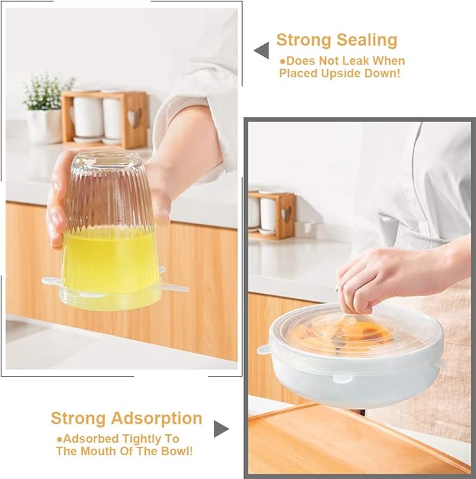 4 Pack Same Size Silicone Stretch Lids, Thicker Reusable Sturdy Silicone Container Cover, Expandable Food Storage Covers, Dishwasher and Freezer Safe, 4.53in(11.5cm)