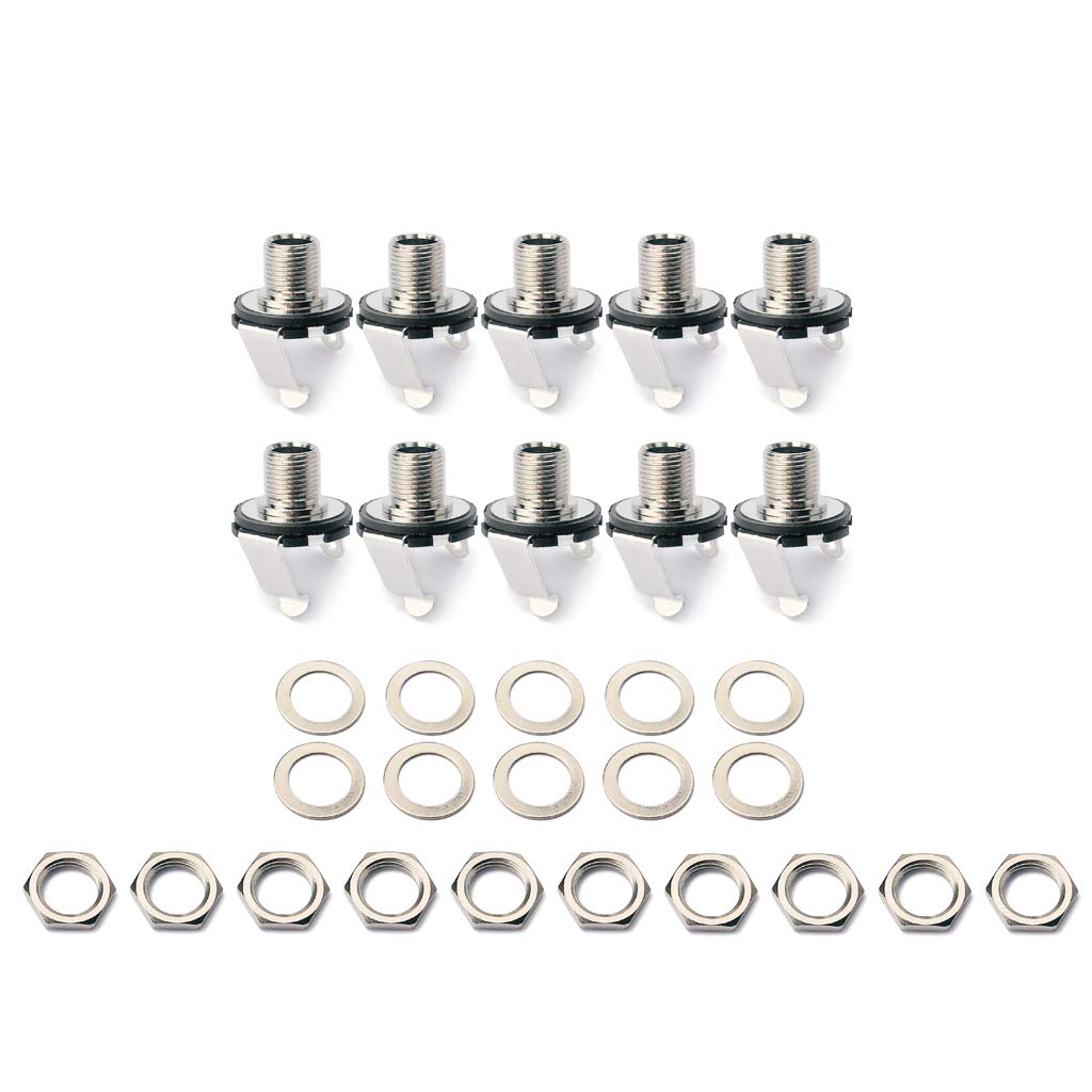 Ruijotwat 1 Set Of 10 Black Mono 1/4 Jack Socket For Lp Tl Guitar