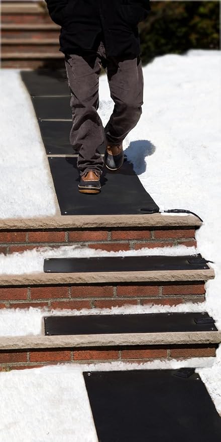 HeatTrak Heated Snow Melting Mat with Power Cord for Stairs - Heated Outdoor Mats - Electric Snow Melting Mats for Winter Snow and Ice Removal - No-Slip Stair Heating Mats (10" x 30")
