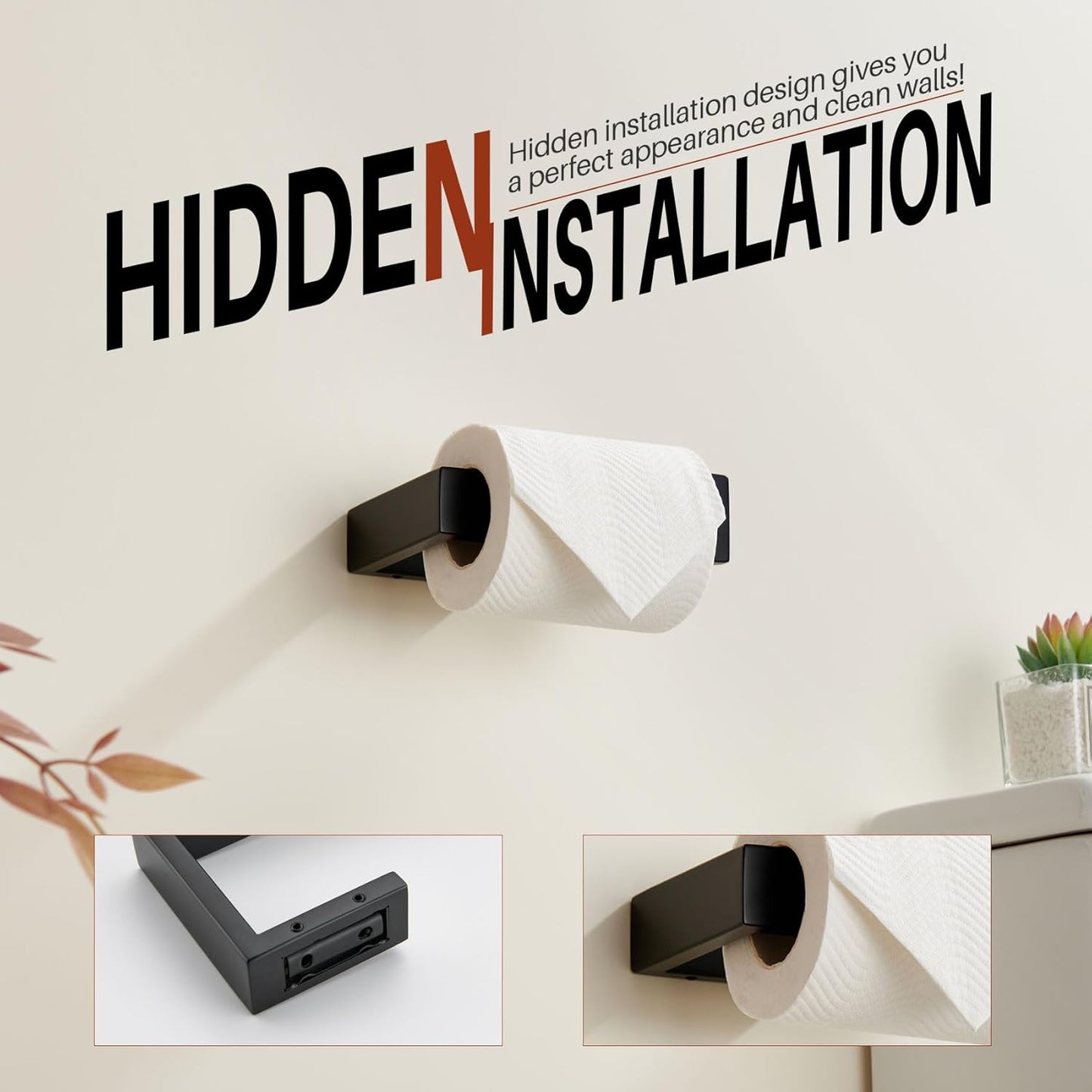 KOKOSIRI Black Toilet Paper Holder for Bathroom Tissue Paper Dispenser Toilet Roll Holder Hold Mega Rolls Wall Mounted Stainless Steel B2009BK