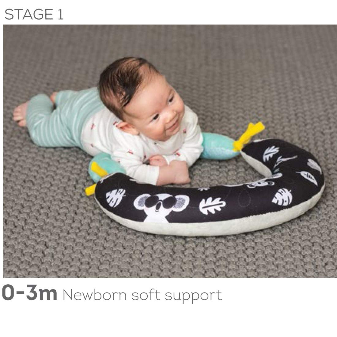Taf Toys 2-in-1 Tummy Time Support Toy for Newborns & Infants, Soft Panda Support Toy with High-Contrast Crinkle, Baby Development Toy for Neck & Arm Support, Sensory Activity Mat 0-6M