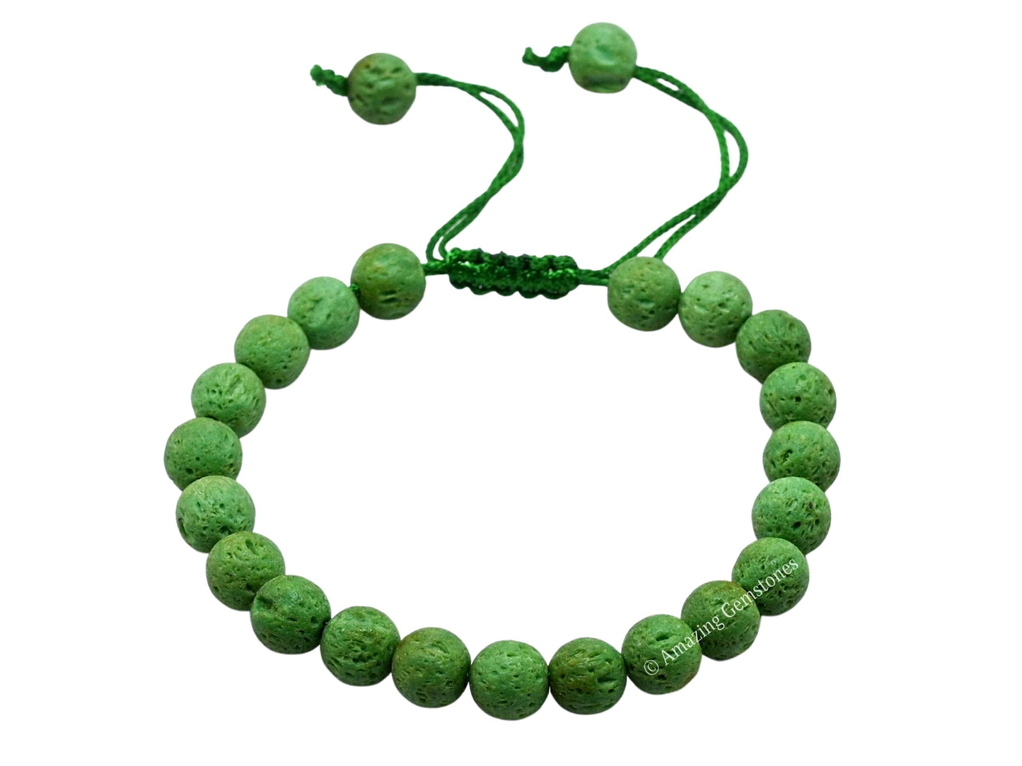 Amazing Gemstone Green Lava Bracelet, Gifts For Men & Women - Protection Healing Crystal Bracelet - 8mm Gemstone Beaded Adjustable Bracelet, Pulseras Para Hombres Mujer Stocking Stuffers