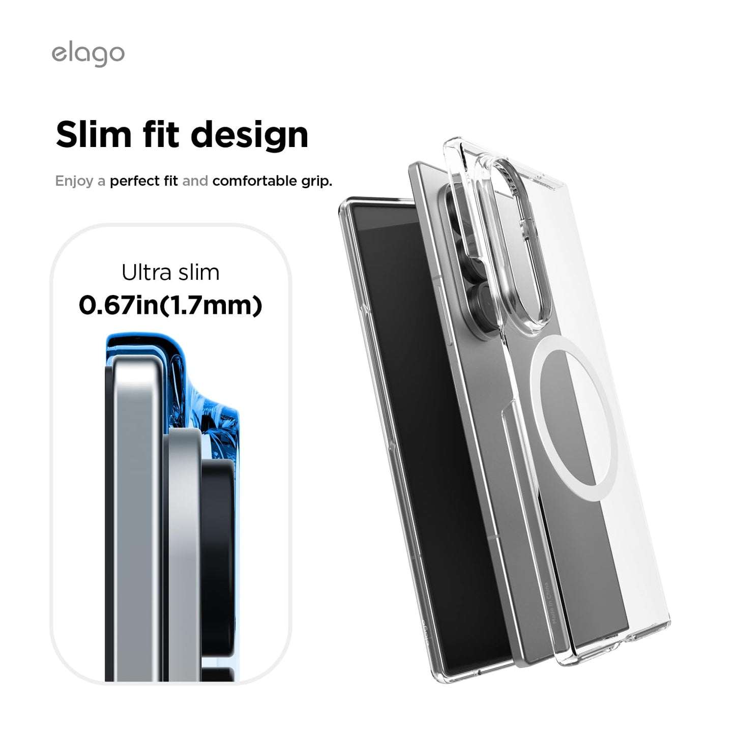 Elago Magnetic Clear Case Compatible With Samsung Galaxy Z Fold 7 Case - Compatible With Magsafe Charger, Strong Magnetic Power,