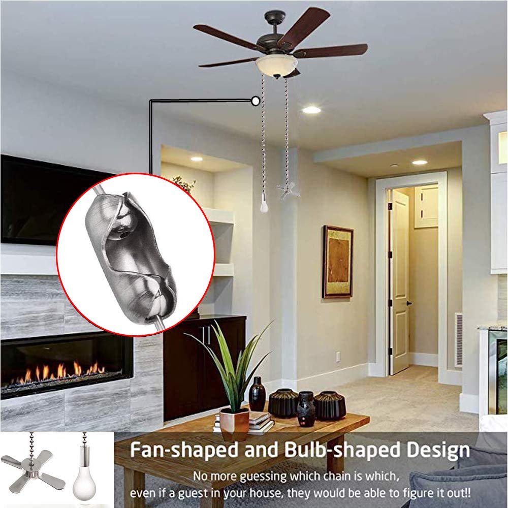 Akahttbn Ceiling Fan Pull Chain Ornaments Extension Chains With Decorative Light Bulb And Cord 13.6 Inches Fan Pull Chain Set Fo