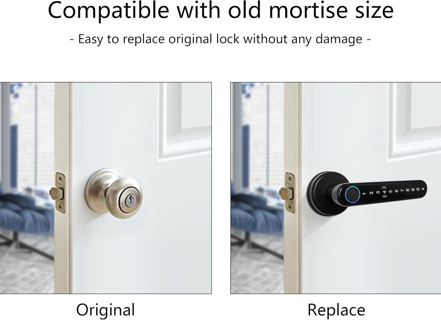 [Upgrade] Smart Lock Fingerprint Door Lock,CATCHFACE TTLock Smart Lock Smart Door Handle with App IC Card,Auto Lock,DIY Install-Perfect for Home,Apartment,Co-Working Space(Black)