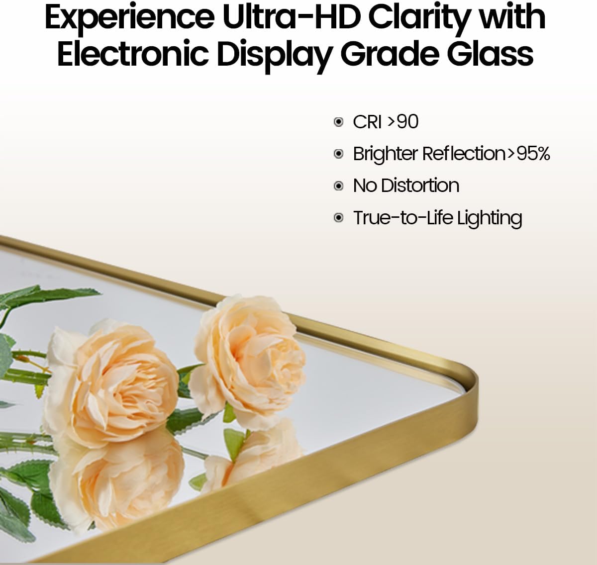 MOON MIRROR 24" x 36" Brushed Gold Metal Framed Pivot Rectangle Bathroom Mirror for Wall, Tilting Rounded Corner Rectangular Vanity Mirror Hangs Vertical Only