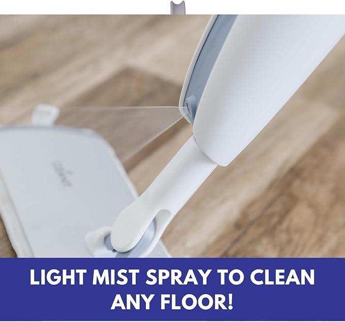 Don Aslett's Spray Mop Plus+ for Floor Cleaning| 360° Rotatable Head | Reusable Microfiber Pad | Rubber Scraper | Refillable | Cleaning Pods | All Floor Types Including Laminate, Hardwood, Tile
