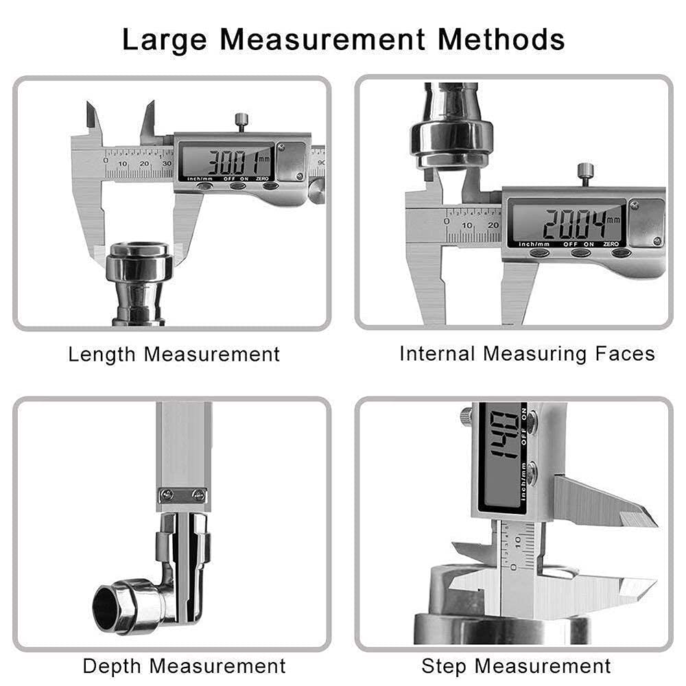 Digital Caliper, IP54 Waterproof Stainless Steel Caliper Measuring Tool, Vernier Caliper with Huge LCD Screen, Auto - Off Feature, Inch and Millimeter Conversion (6 Inch /150 mm)