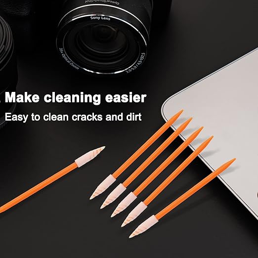Wellgler's Foam tip Cleaning swabs，Cleaning kit for Electronic, Gun Cleaning or Clean Solenoid valves（Ideal for Cleaning Narrow Gaps or Tracks） (Orange 200)