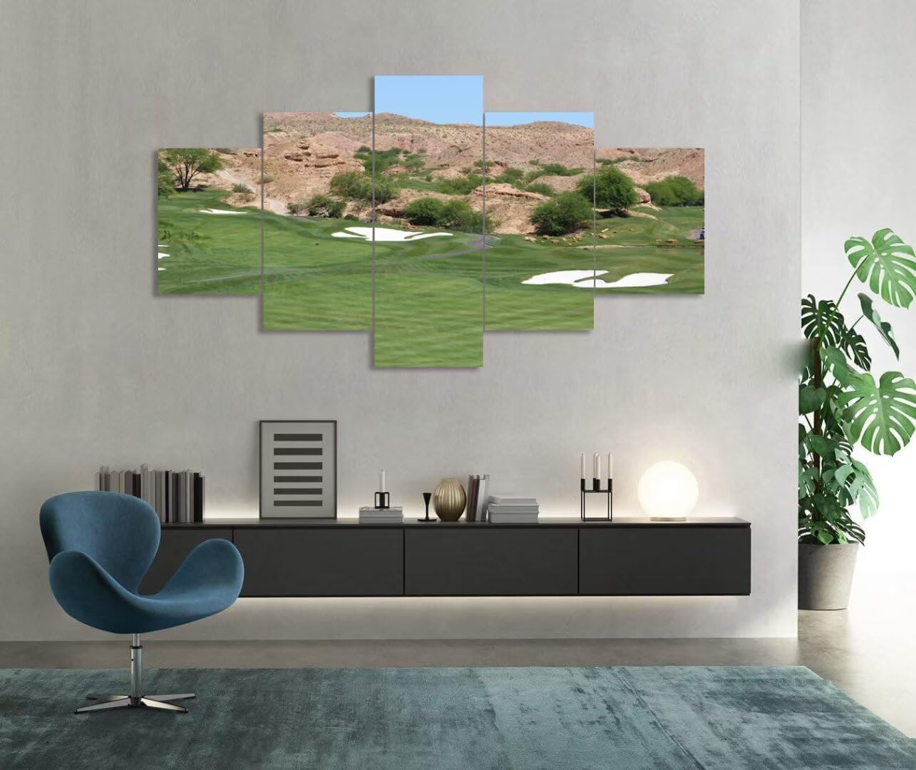 USA Canyons Golf Desert Wall Art for Office Living Room Bedroom Bathroom Wall Decorations Golf Pictures Posters Framed Artwork Canvas Prints Ready to Hang(60''W x 32''H)