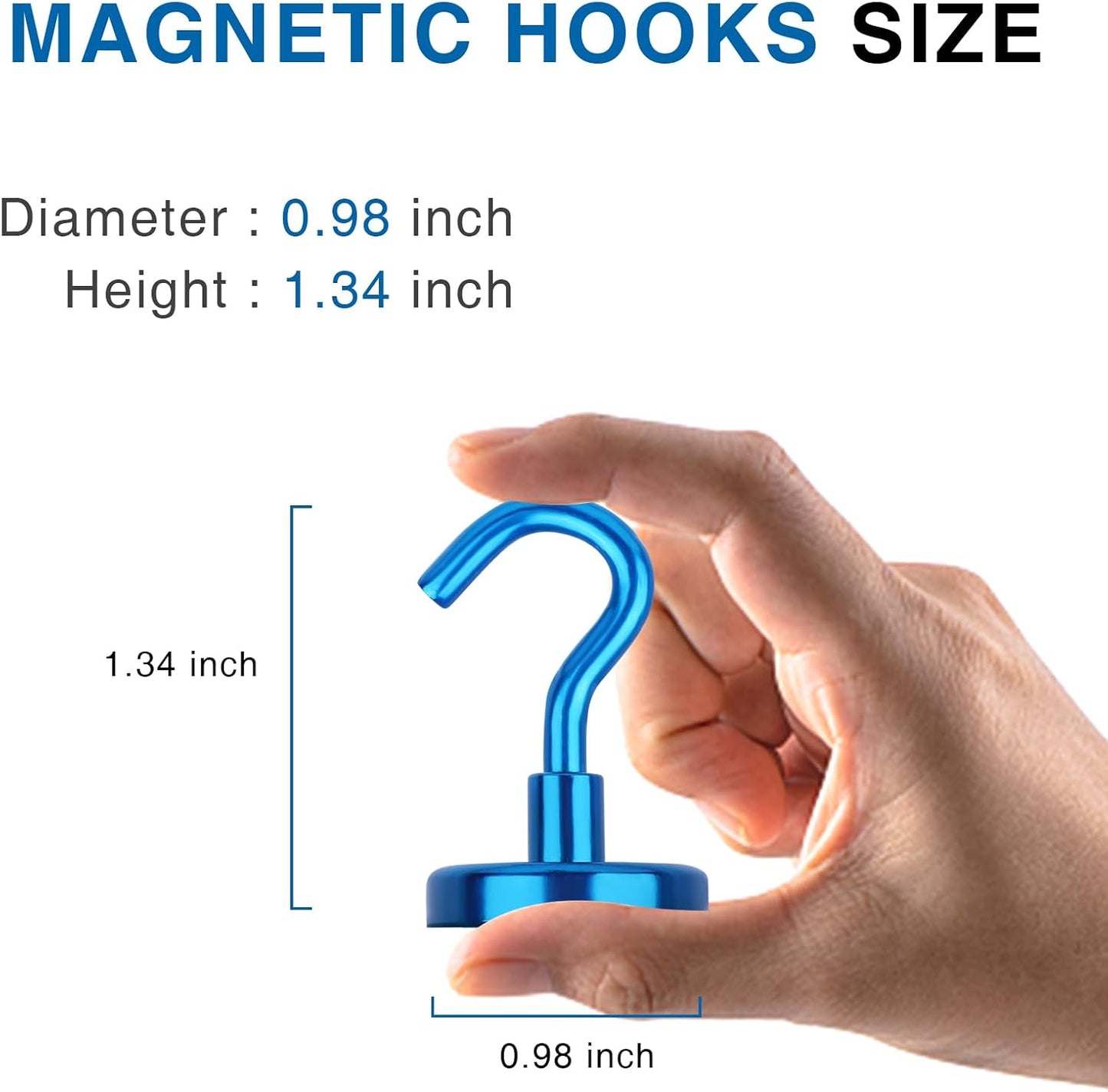 LOVIMAG Cruise Ship Essentials, 85lbs Magnetic Hooks for Cruise Cabins, Blue Magnetic Hooks for Hanging, Refrigerator, Ceiling, Fridge, Heavy Duty Neodymium Magnets with Hook for Kitchen, Locker-4Pcs