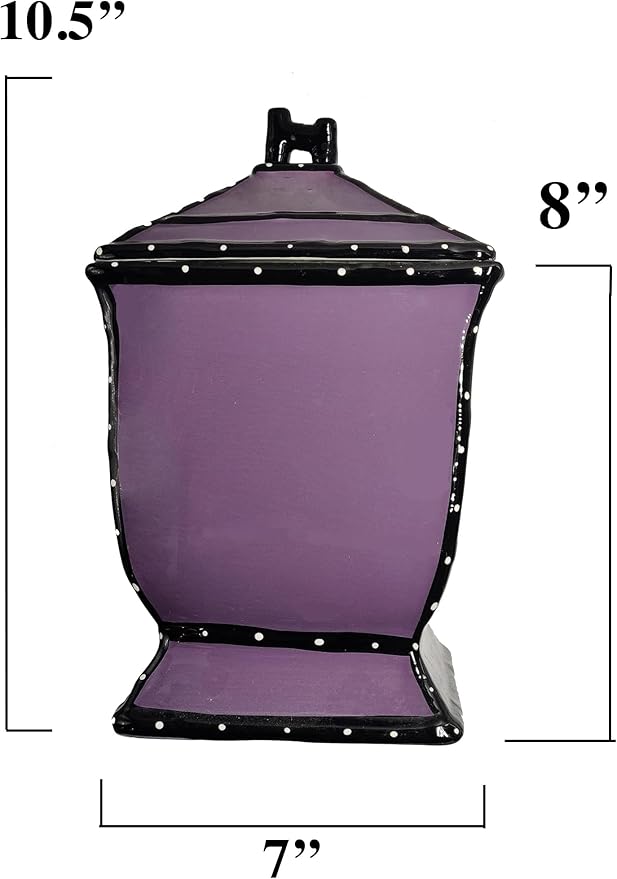 ACK Tuscany Hand Painted Ruffle Purple Cookie Jar, Ceramic Cookie Jar with Lid and and Rubber Seal, Food Storage Jar, Kitchen Décor, Snack Storage Container for Cookie, Candy