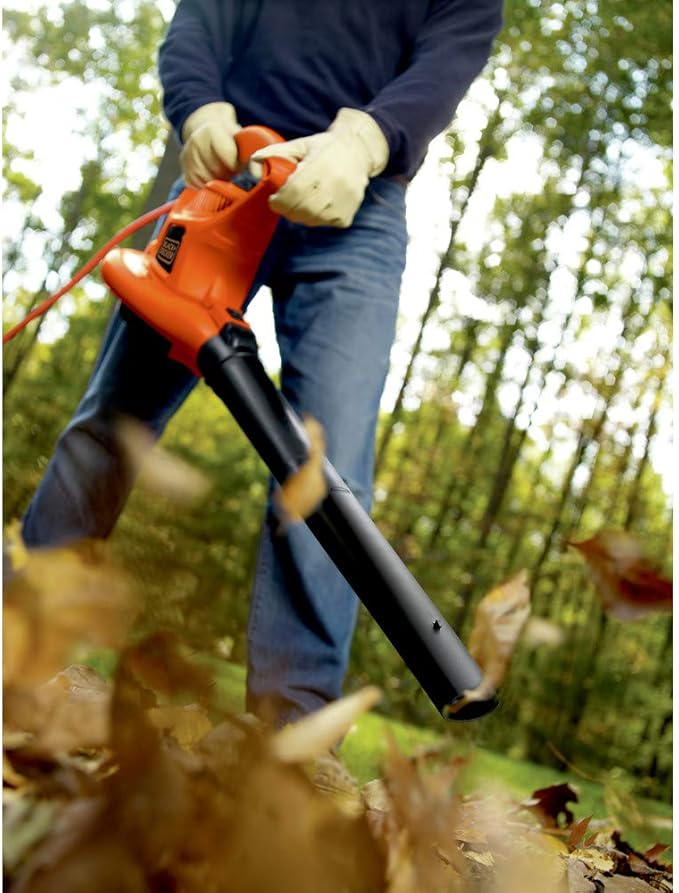 BLACK+DECKER 3-in-1 Electric Leaf Blower, Leaf Vacuum/Mulcher, Corded, 12-Amp (BV6600)