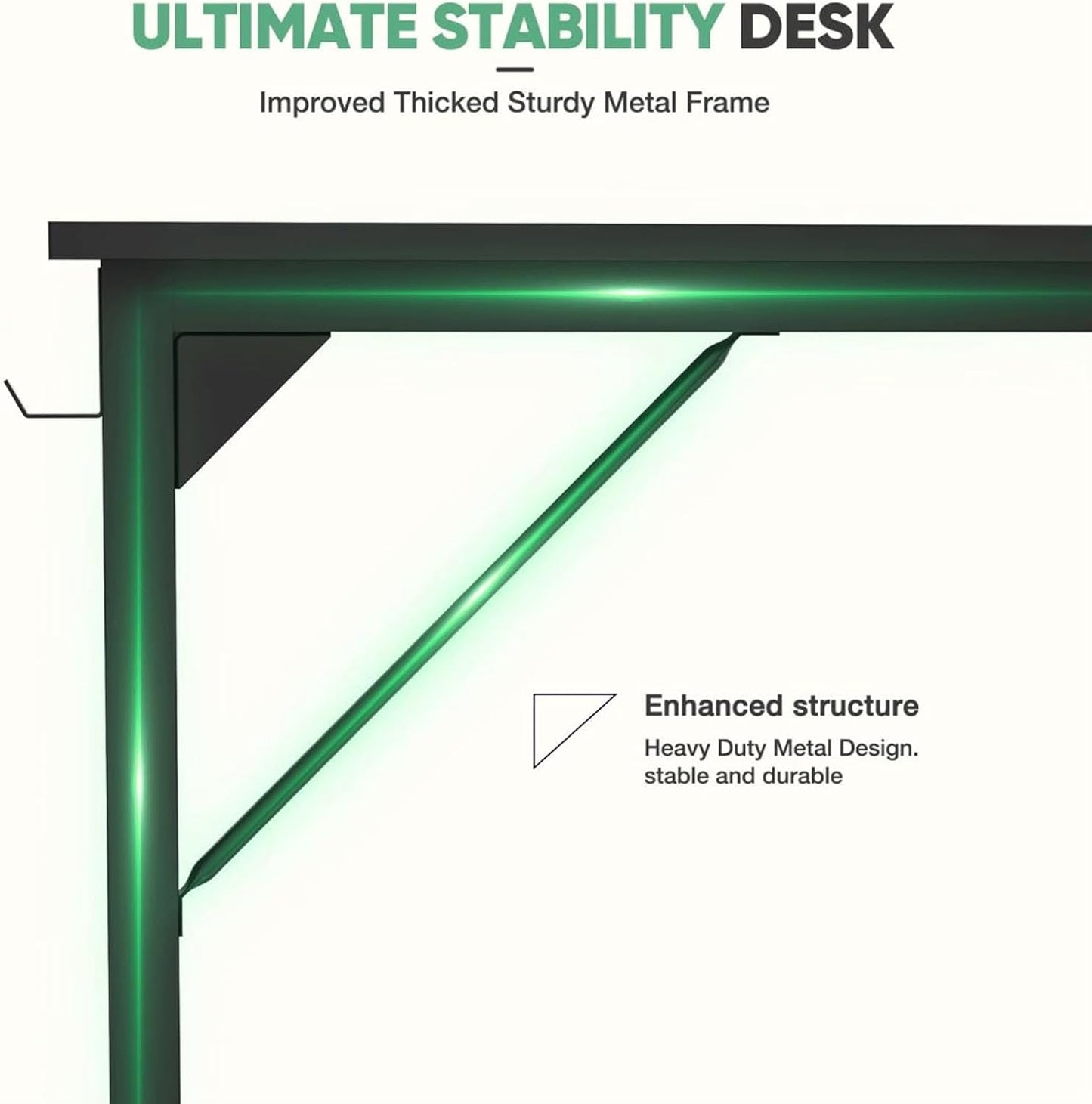 47 Inch Desk Office with Storage, Modern Simple Style Gaming Computer Table for Youth Student Adult, Metal and Wood Home Office Furniture, Black