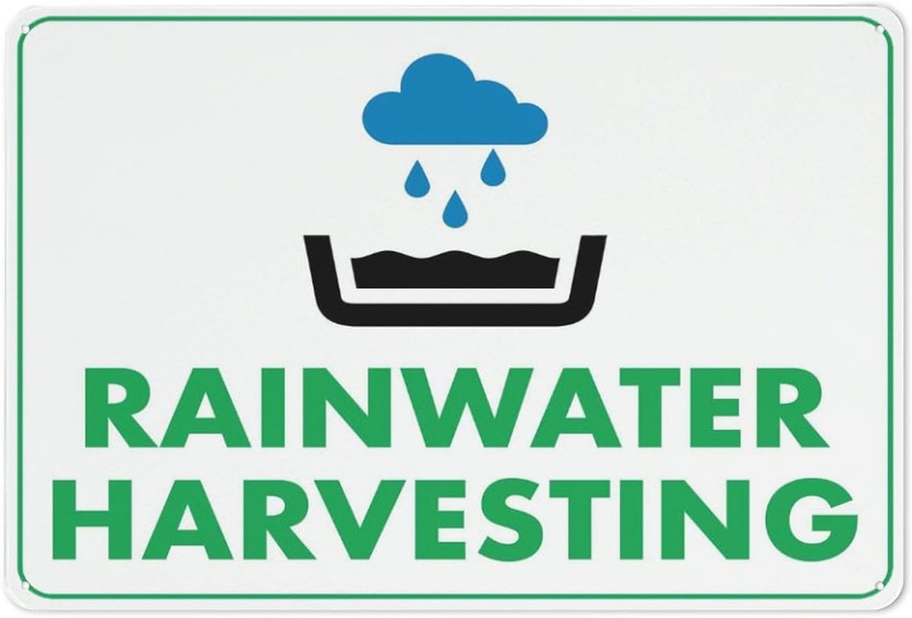Rainwater Harvesting Sign - UV-Ink Printed Aluminum 12x8 inch, Outdoor Use for Home & Business