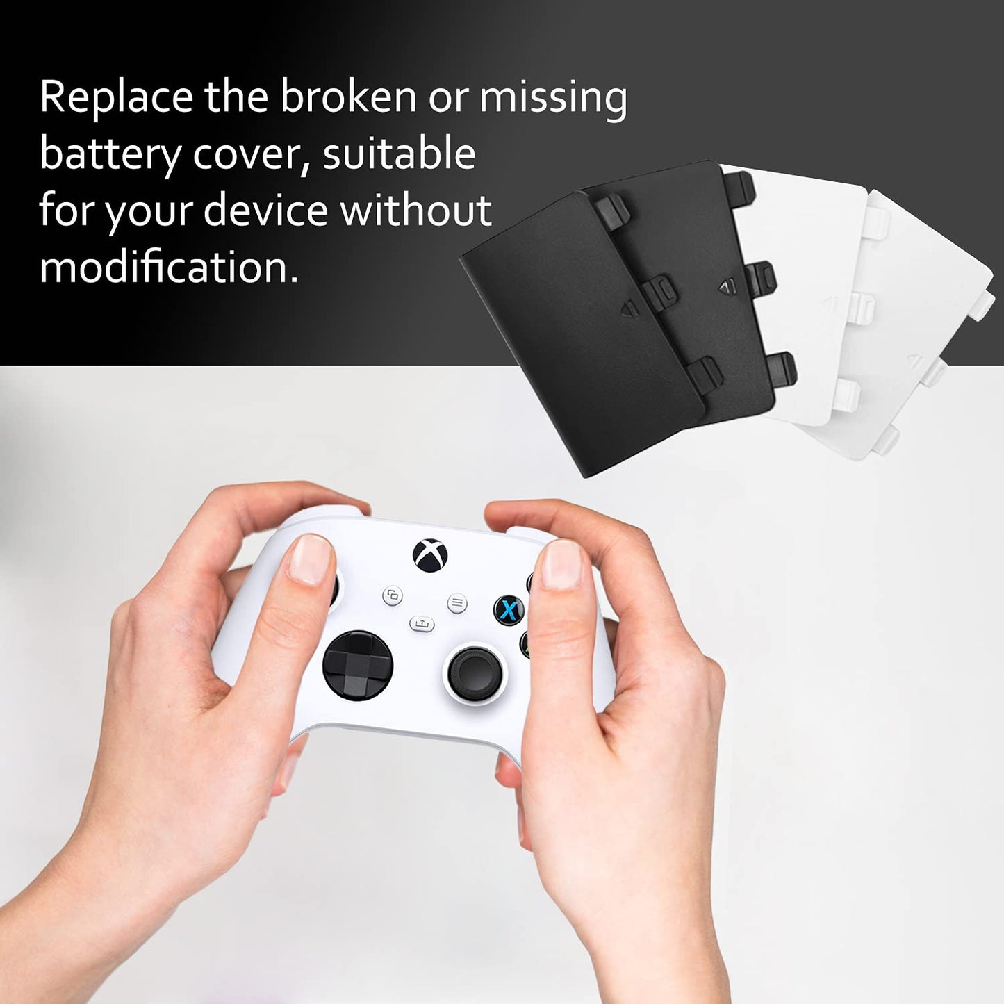 Kelifang Replacement Battery Cover Door Compatible With Xbox Series X/S Controller, Battery Back Shell Repair Part (White)