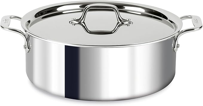 All-Clad D3 3-Ply Stainless Steel Stockpot 6 Quart Induction Oven Broiler Safe 600F Pots and Pans, Cookware Silver