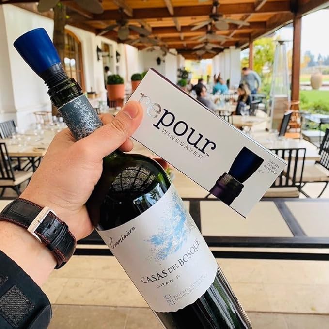 Repour Wine Saver and Stopper - Removes Oxygen, Preserving and Keeping Wine As Fresh As The Day The Bottle Was Opened - 24-Pack Blue