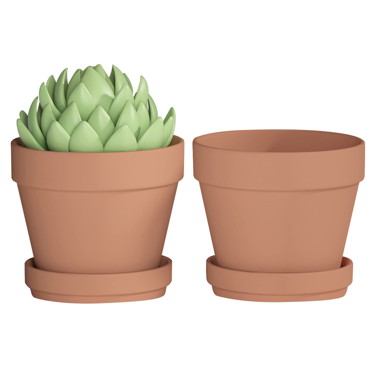 Fcacti 9 Inch Clay Pot for Plant with Saucer - 2 Pack Large Terra Cotta Plant Pot with Drainage Hole, Clay Planters Pot, Terracotta Pots for Indoor Outdoor Plant