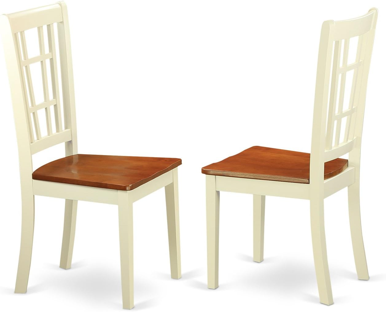East West Furniture QUNI7-WHI-W 7 Piece Kitchen Table Set Consist of a Rectangle Dining Table with Butterfly Leaf and 6 Dining Chairs, 40x78 Inch, Buttermilk & Cherry