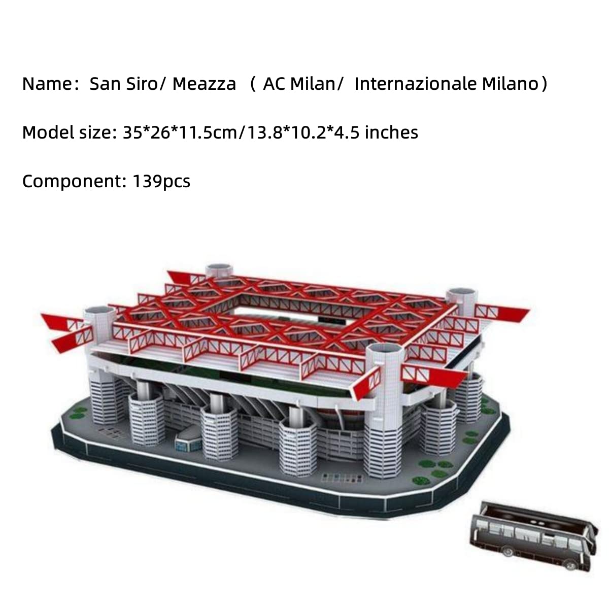 Classic Football Stadium Puzzle,3D Puzzle Soccer Club Venues,3D Paper Model Building Puzzle Kit, Soccer Stadium Souvenir Gift,Handmade Puzzle Ornaments，Cardboard Model (San Siro/Meazza)