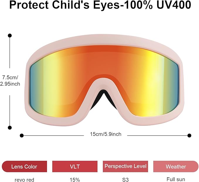 OTG Kids Ski Goggles Kids Snowboard Goggles for Boys Girls Toddler Youth Kid Snow Goggles Anti-Fog UV400 Protection