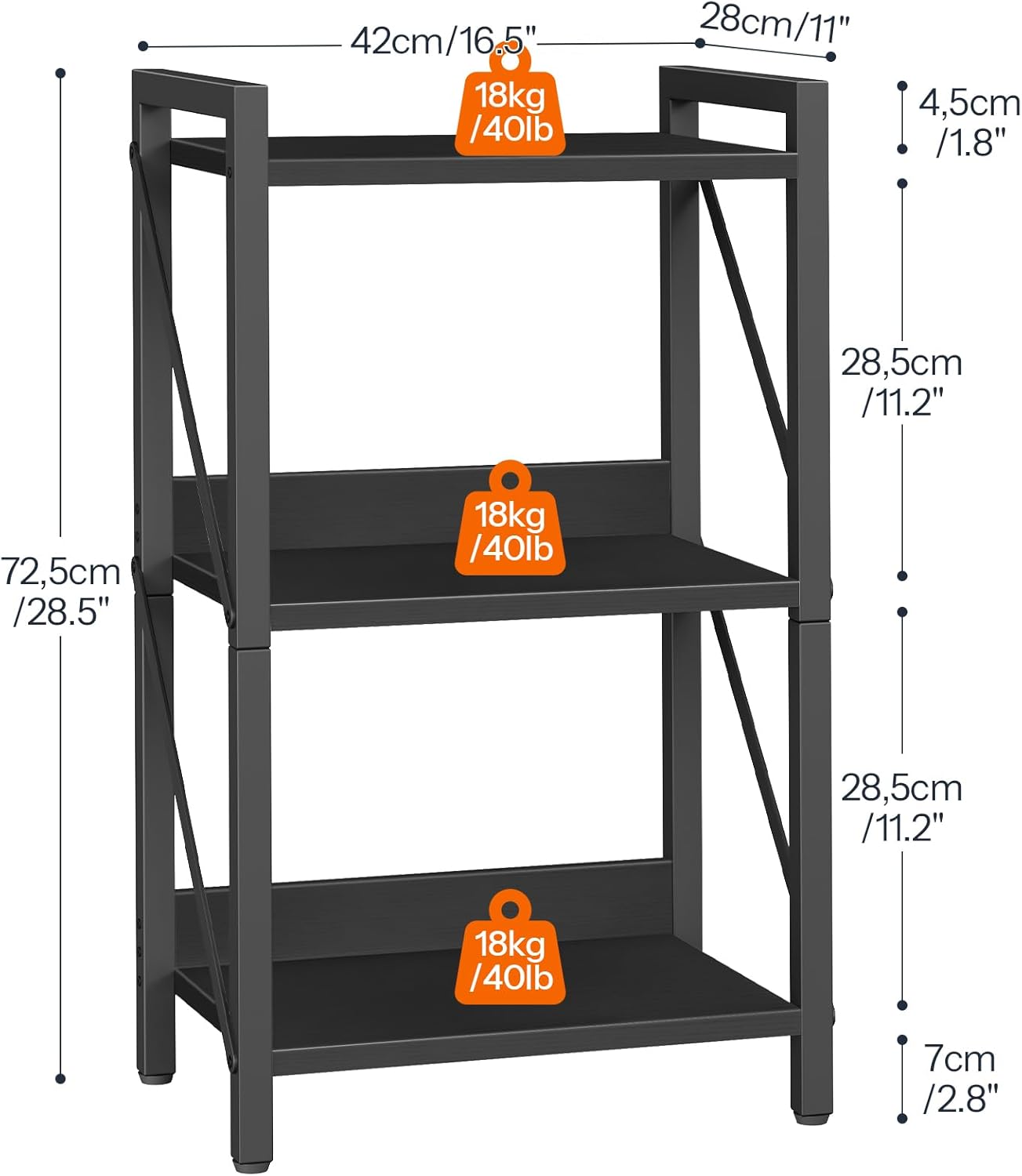 HOOBRO Bookshelf, 3-Tier Industrial Bookcase, Book Shelf Storage Organizer, Small Bookshelf with Metal Frame for Living Room, Bedroom, Home Office, Kitchen, Black BB71SJ01