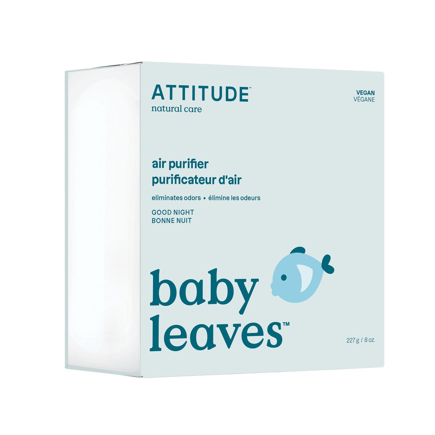 Attitude Baby Air Purifier, Activated Carbon Freshener, Odor Remover, Plant And Mineral-Based, Vegan, Good Night, 8 Ounces