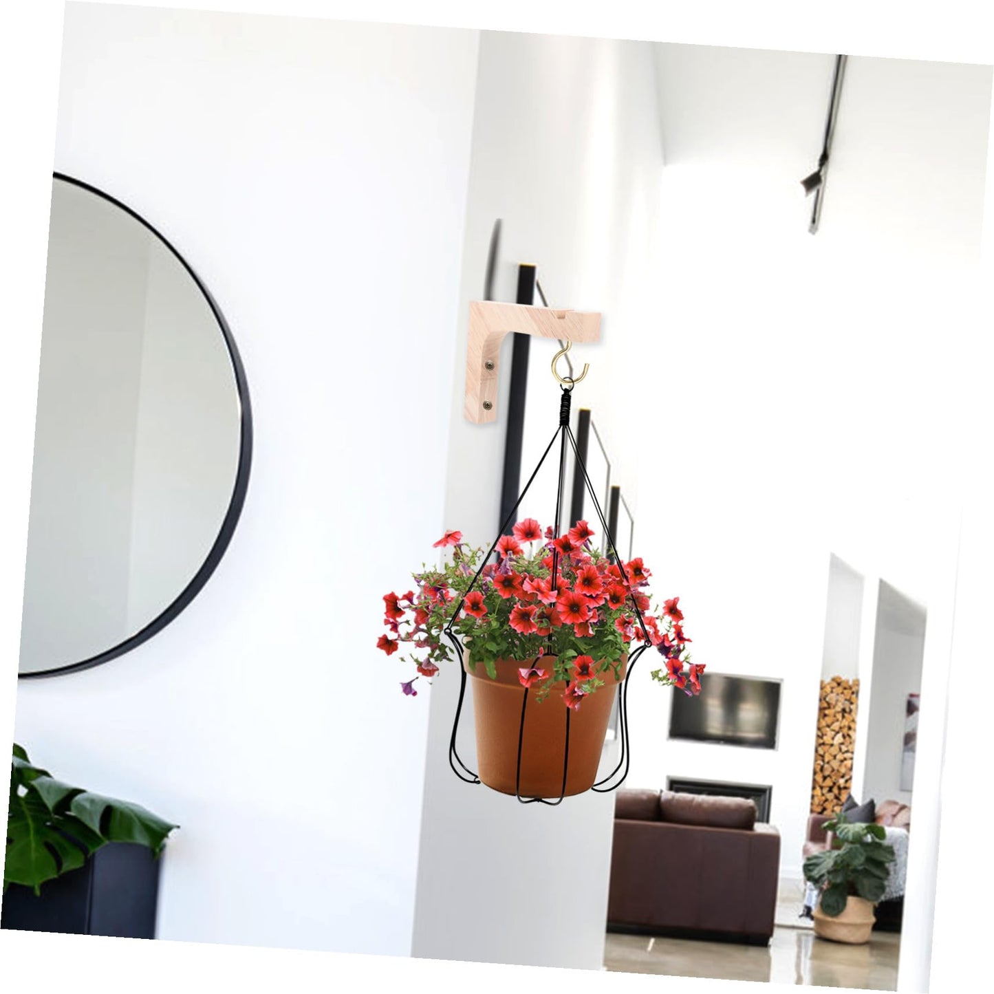 Toddmomy 2pcs Wooden Plant Hooks Heavy-Duty Wall Mount Hanging Brackets for Indoor Outdoor Hanging Plant Hangers Ceiling Hooks for Flower Pots