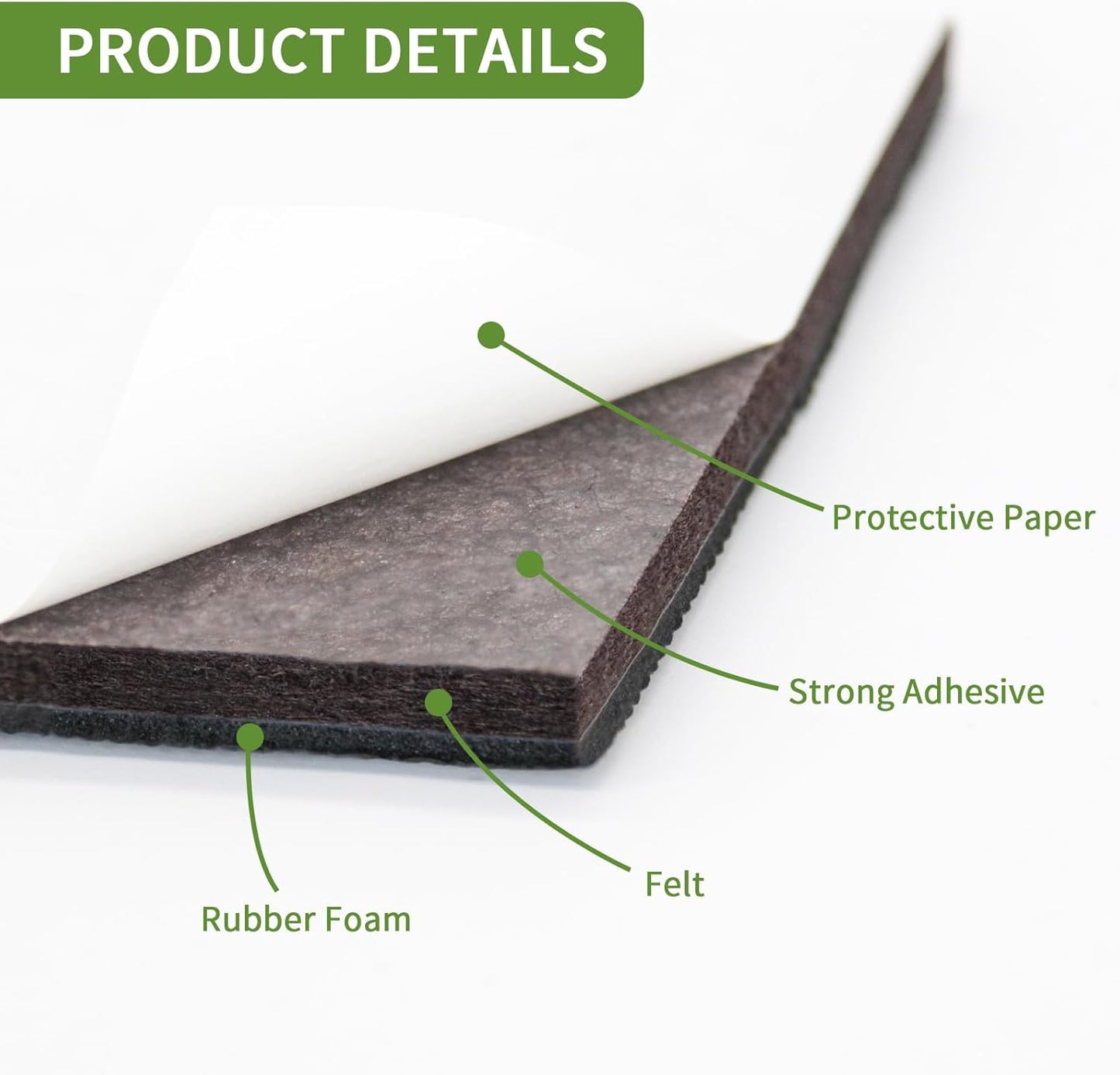 Non Slip Furniture Pads 32 PCS 2'' Square - Anti Slip Furniture Pads - Self Adhesive Rubber Feet Furniture Feet - Chair Leg Floor Protectors - Keep Furniture in Place