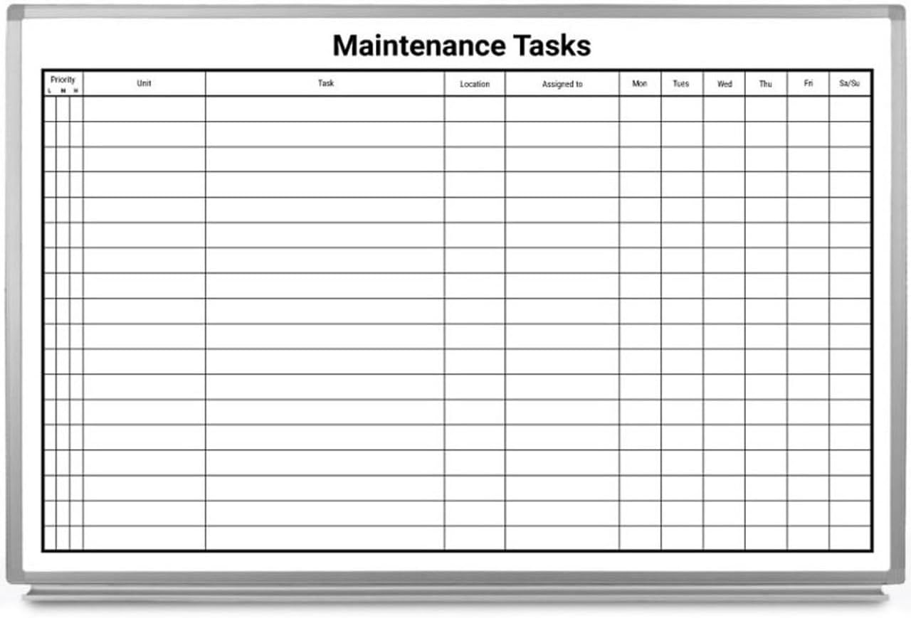 Maintenance Tasks Whiteboard - 60" x 40"