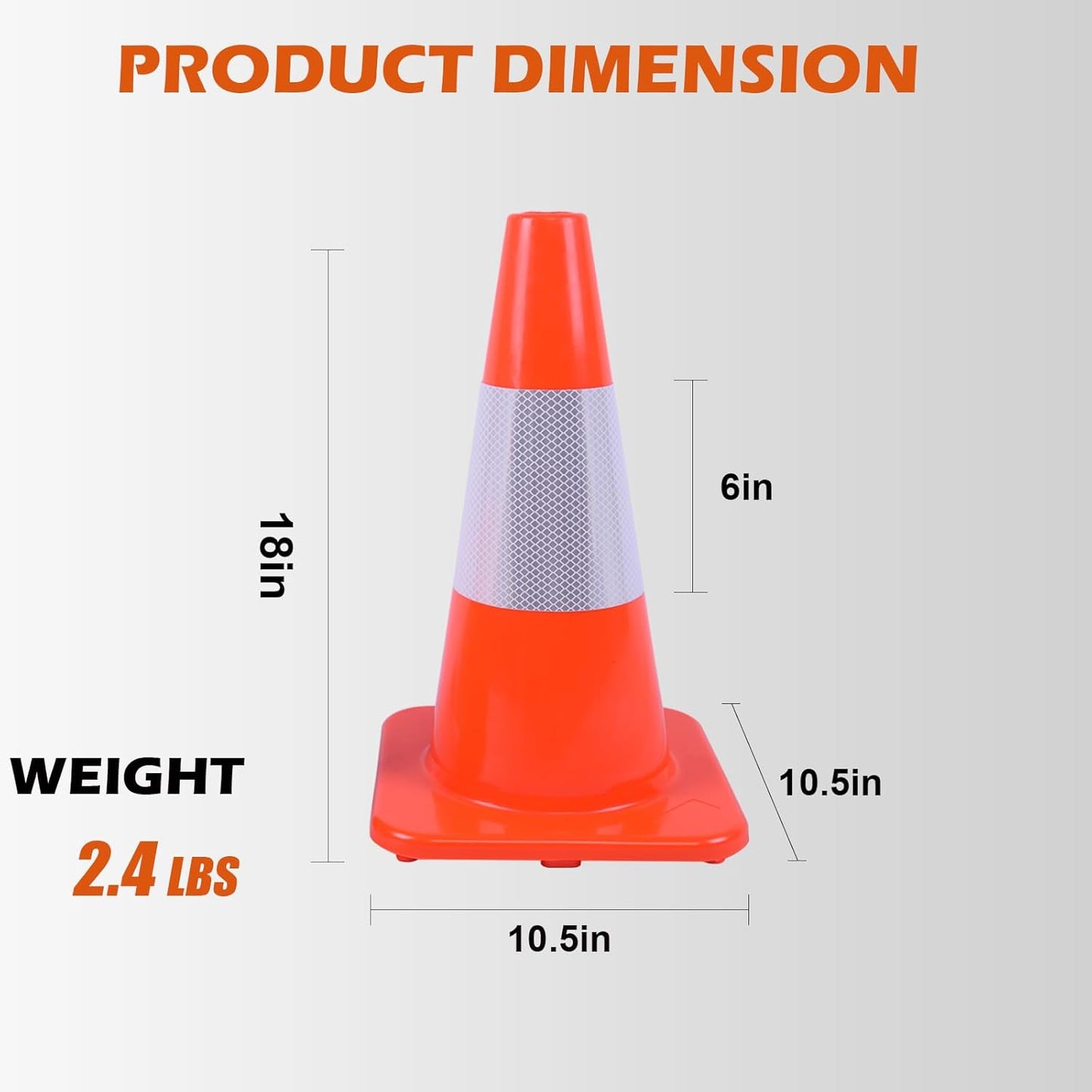 4 Pack 18" Traffic Cones with Reflective Collars – Durable PVC Safety Cones for Parking, Construction, Sports & Training – High Visibility, Weather-Resistant