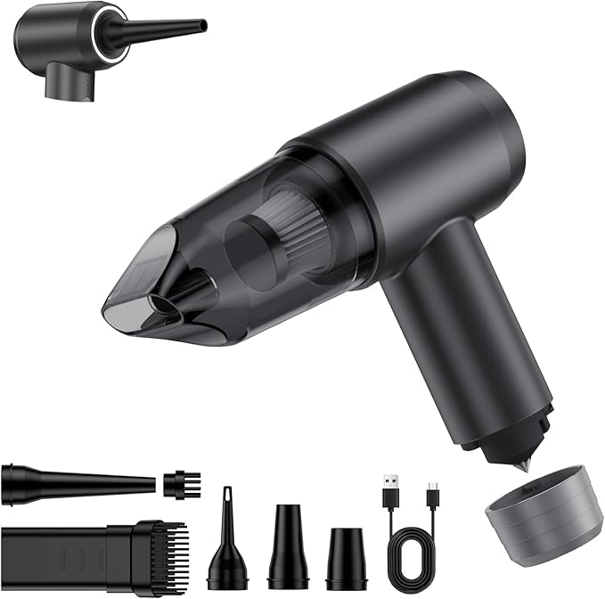 Fanisic Car Vacuum Handheld Vacuum Cleaner/Air Duster, 18000PA Strong Suction with Brushless Motor, Rechargeable Dust Buster/Hand Pump Low Noise for Car Detailing Home Office Cleaning