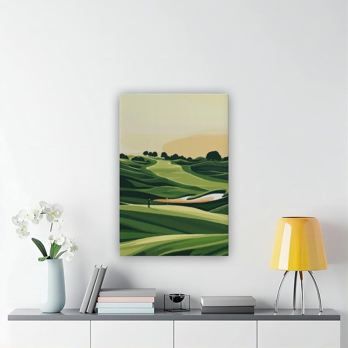 9W Golf Course Poster Green Scenery Decoration Wall Art for Office Living Room Frame-style 16x24inch(40x60cm)