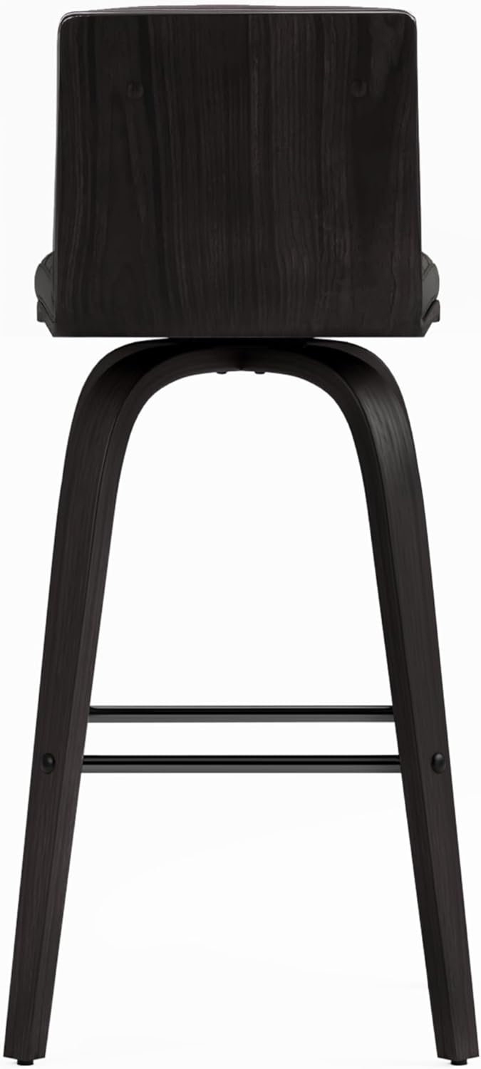 Armen Living Vienna 26" Swivel Counter Stool in Black Wood Finish with Gray Faux Leather - Set of 2