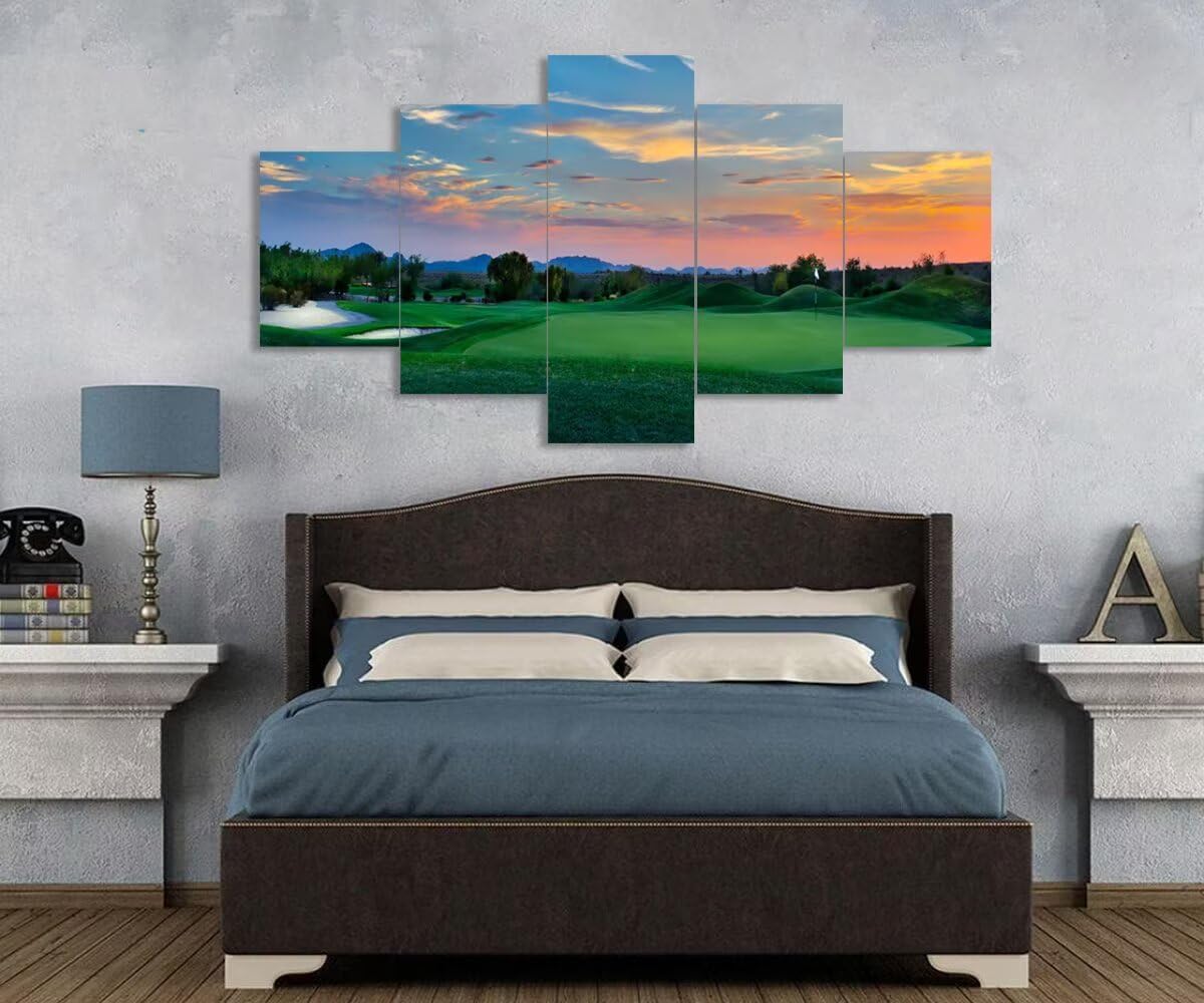 Arizona Scottsdale Golf Course Wall Art for Living Room Bedroom Bathroom - Sunset Arizona Scottsdale Landscape Pictures Posters Framed Artwork Canvas Prints Ready to Hang(60''W x 40''H)