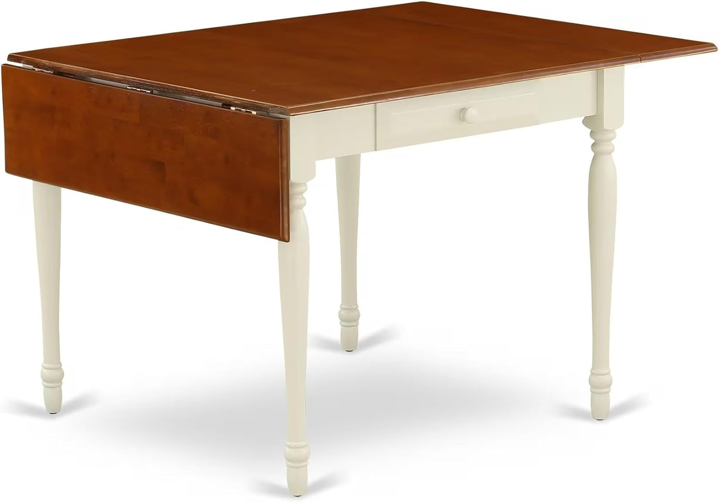 East West Furniture MZNI5-WHI-W 5 Piece Dining Table Set for 4 Includes a Rectangle Kitchen Table with Dropleaf and 4 Dining Room Chairs, 36x54 Inch, Buttermilk & Cherry