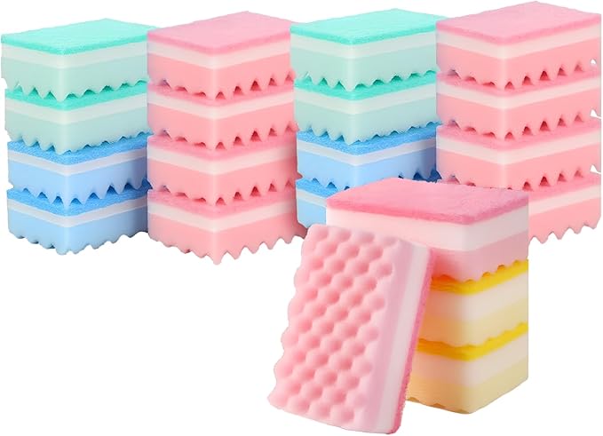 20 Pack, The Third Generation Dishwashing Sponge, Scrub Sponge, The Wave Shaped Design Makes Them More Suitable for scenarios Such as Kitchen Tableware, countertops, Walls, Porcelain, Etc