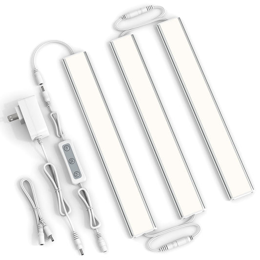 ASOKO Under Cabinet Led Light Plug in, Dimmable Daylight White 4000K, 3 Pack 12 inch Linkable Under Counter Lights 1500lm for Kitchen, Shelf, Workbench, Cupboard, Upgrade ETL Listed Plug 24V