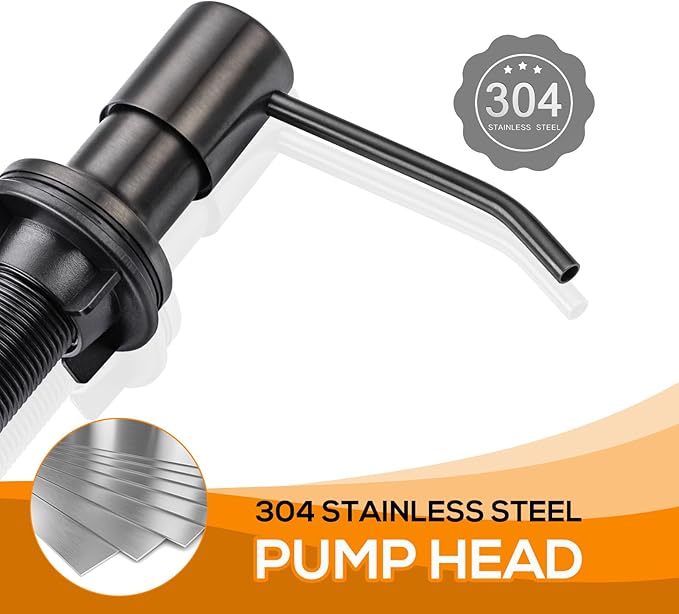 Soap Dispenser for Kitchen Sink, Lotion Dispenser for Kitchen Sink Stainless Steel Pump Head, with 17 Ounce Soap Bottle Refill from The Top,Soap Pump for Kitchen Sink Gun Metal