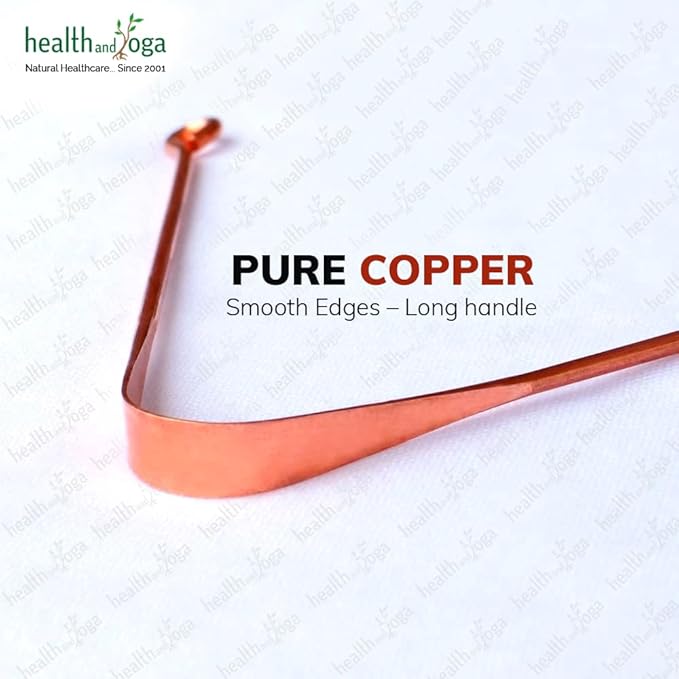 HealthAndYoga™ qSwipe Lite Copper Tongue Cleaners (Pack of 3) – Prevents Bad breath, Improves taste- Flexible, Curved ends provide good grip – Complete Oral Care/Hygiene for Travel/Office/Home