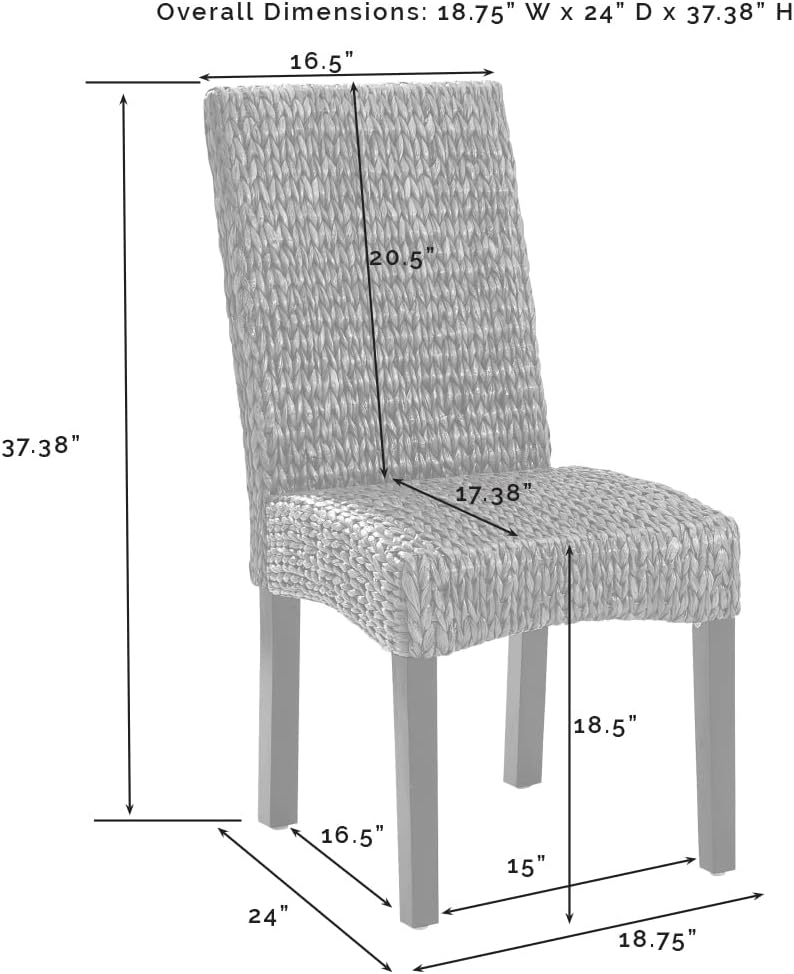 Crosley Furniture Edgewater Handwoven Natural Fiber Rattan Dining Chairs Set of 2, Seagrass