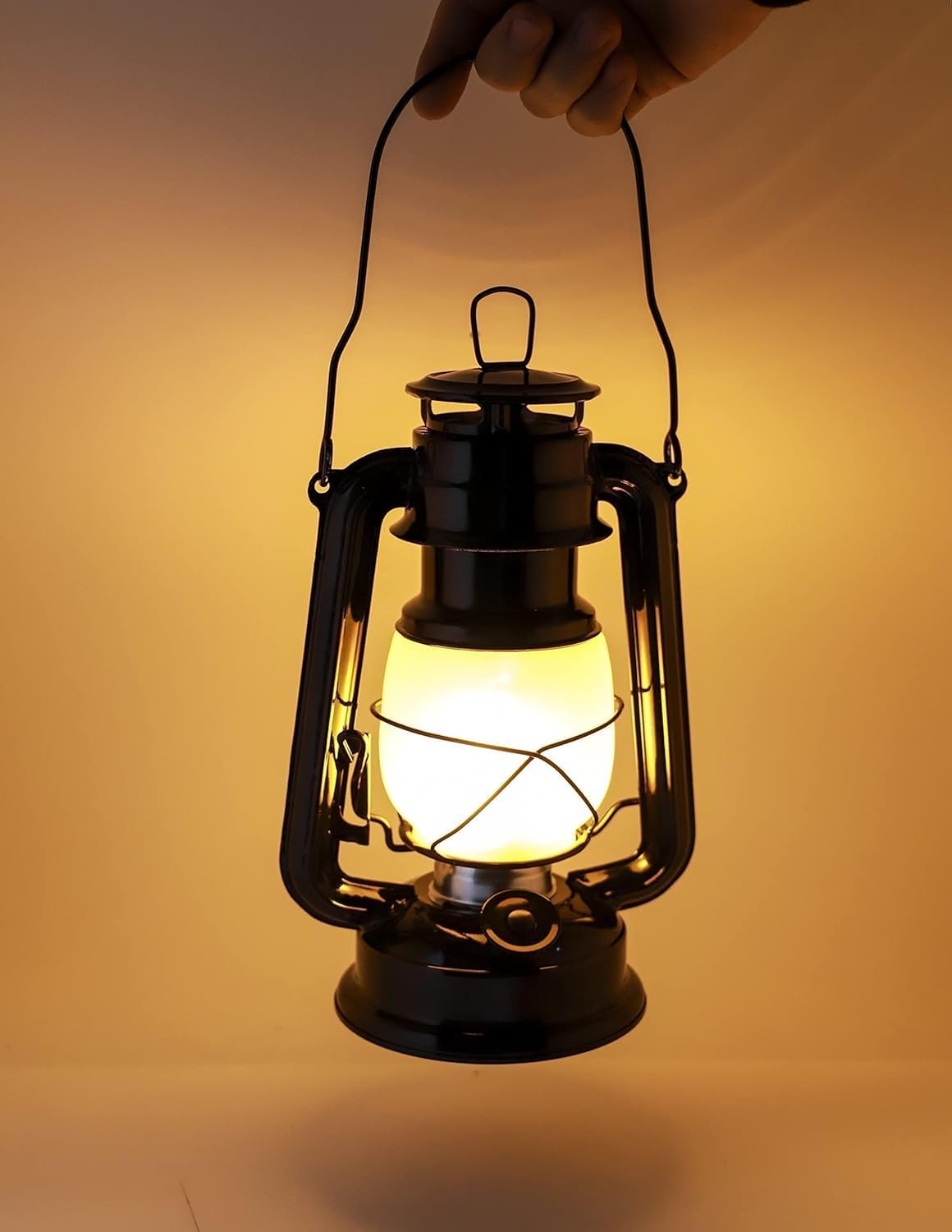 YAKii LED Vintage Flame Lantern Metal Outdoor Hanging Lantern with Dancing Flame Battery Operated Halloween Outdoor Indoor Decoration(Black Pack of 8)