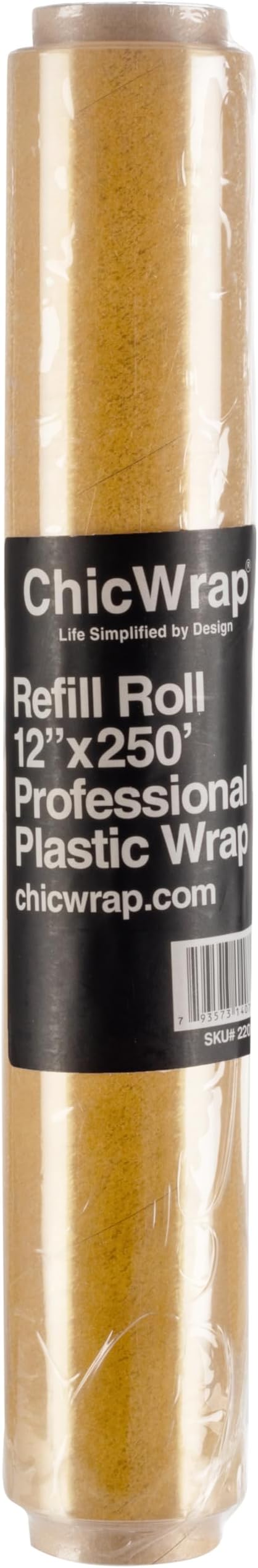 ChicWrap Professional Grade Plastic Wrap Refill Roll - 12 Inch X 250 Feet - Professional Grade Plastic Wrap - BPA Free and Kosher Certified - Reduces Waste & Saves Money